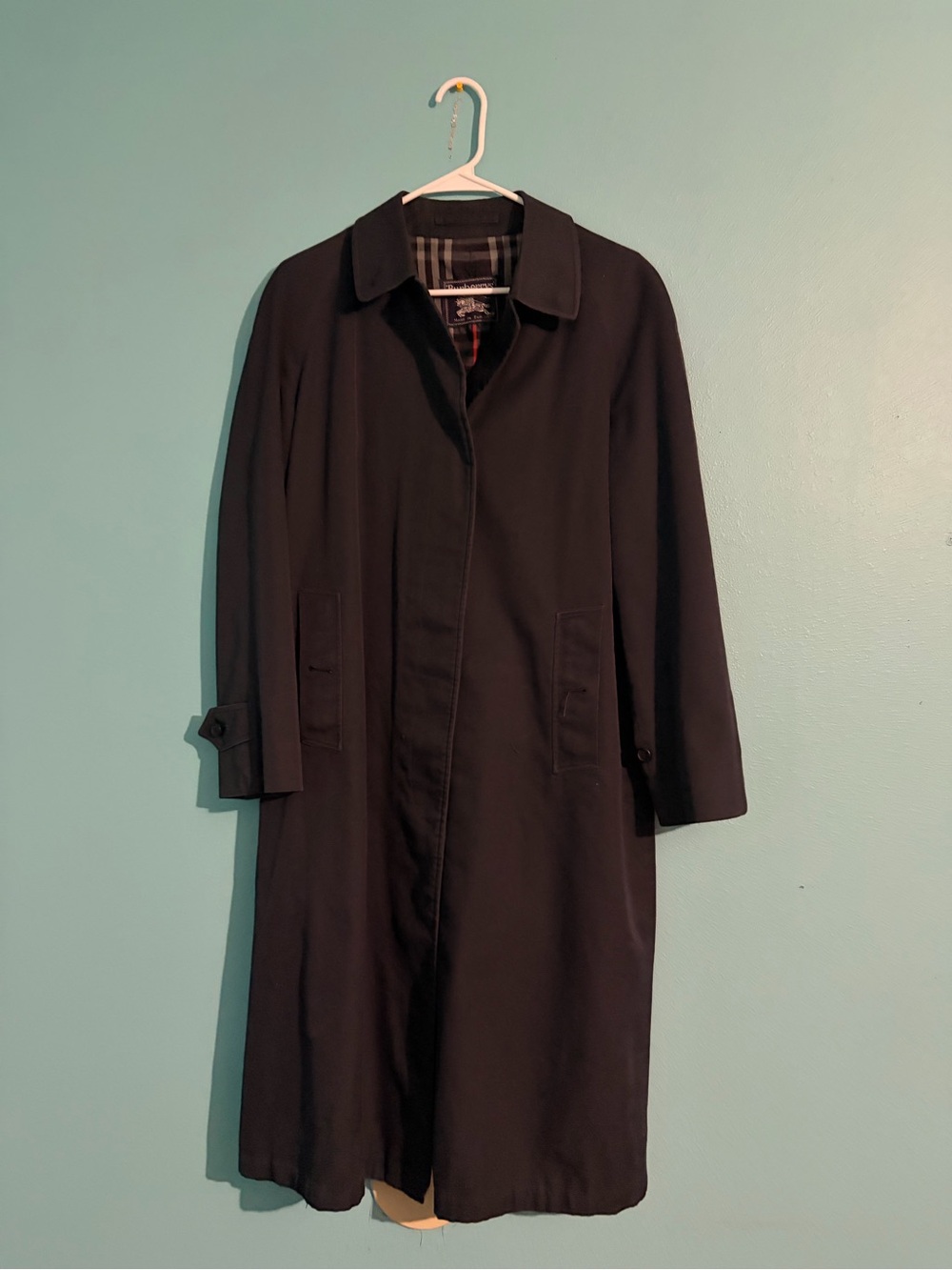 90s Burberry London Navy Balmacaan Coat